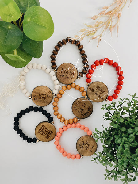 Custom Wooden Disc Bracelet