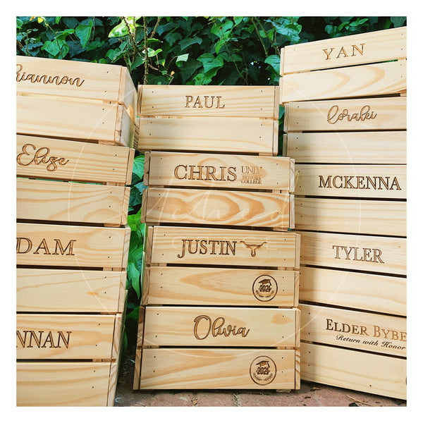 Custom Engraved Wooden Crate | Student Graduate Crate