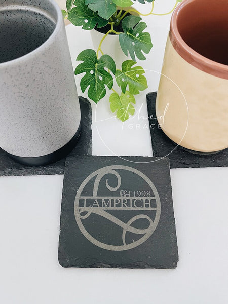 Set of Square Slate Coasters