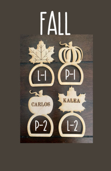 Personalized Fall and Winter Napkin Ring Set