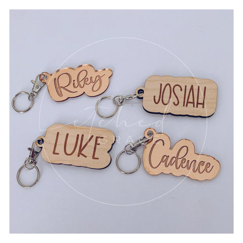 Engraved Name Keychains | Backpack Tags